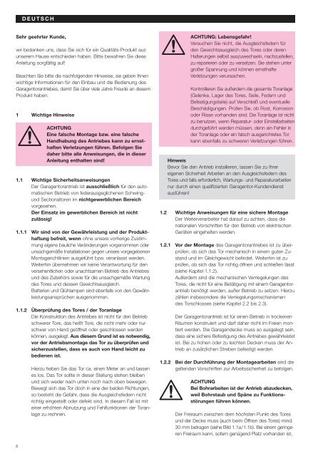 Betriebsanleitung GA101 V1 - bei Berner Torantriebe