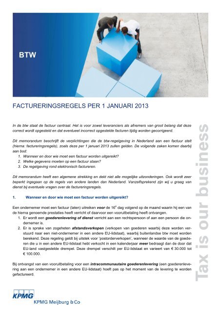 Bijlage I: Factureringsregels per 1 januari 2013 - KPMG Meijburg & Co