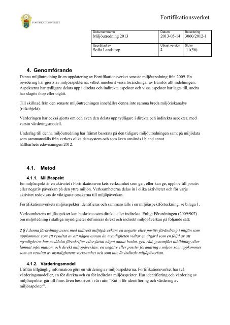 Miljöutredning 2013 (.pdf) - Fortifikationsverket