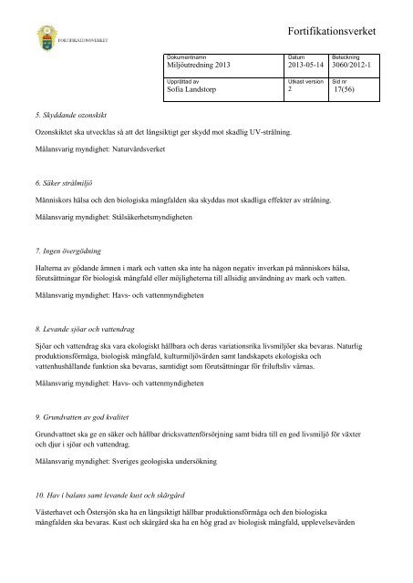 Miljöutredning 2013 (.pdf) - Fortifikationsverket