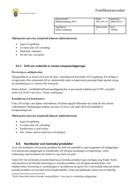 Miljöutredning 2013 (.pdf) - Fortifikationsverket