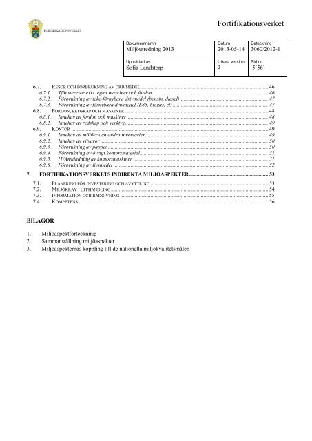 Miljöutredning 2013 (.pdf) - Fortifikationsverket