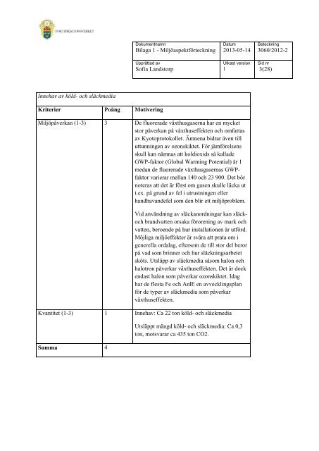 Miljöutredning 2013 (.pdf) - Fortifikationsverket