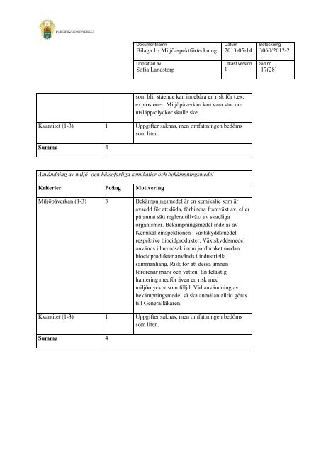 Miljöutredning 2013 (.pdf) - Fortifikationsverket