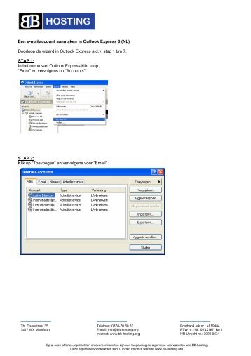 Een e-mailaccount aanmaken in Outlook Express 6 ... - BB-Hosting