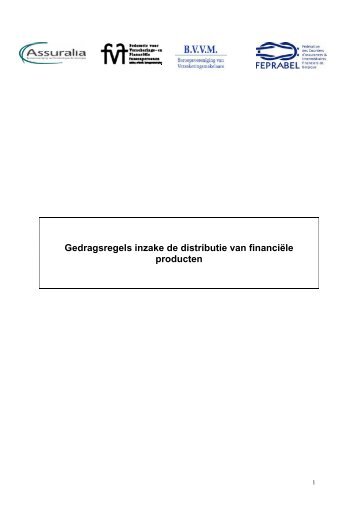 Gedragsregels inzake de distributie van financiële ... - Assuralia