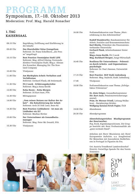 PROGRAMM SYMPOSIUM ST.LAMBRECHT