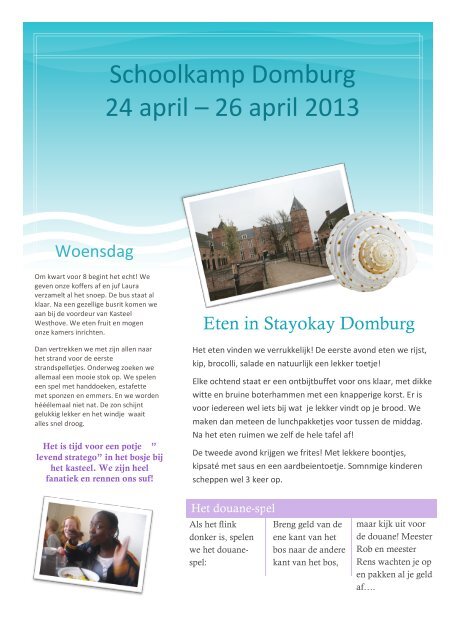 Schoolkamp Domburg 24 april – 26 april 2013