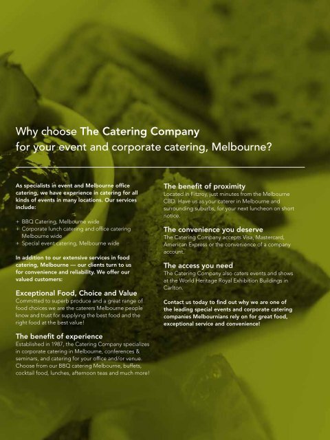 to Download Our Brochure. - The Catering Company