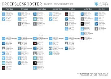 Klik hier voor het groepslessenrooster vanaf 1 juli 2013 - Spa Zuiver