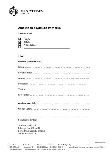 Ansökan om skyddsjakt efter gäss. - LRF
