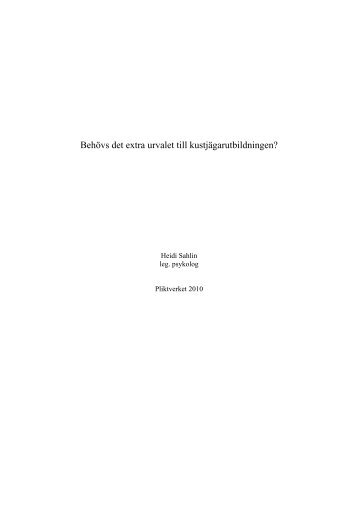 Behövs det extra urvalet till kustjägarutbildningen abstract sv Heidi ...
