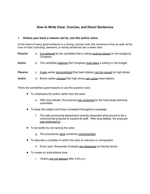 How To Write Clear Concise And Direct Sentences The Writing