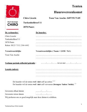 Huurcontract inkijken  Chiro Hekeko.be