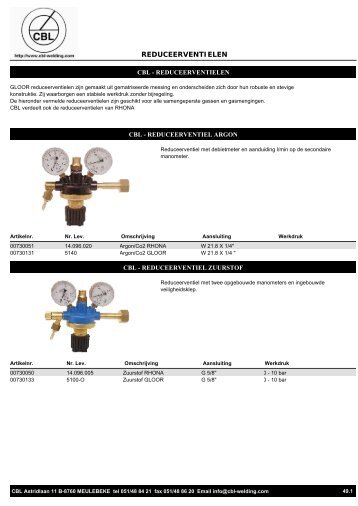 Autogeen:Reduceerventielen - cbl - welding