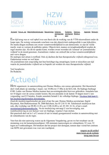 Nieuwsbrief Februari 2008 - Huisartsenkring Zuid West-Vlaanderen