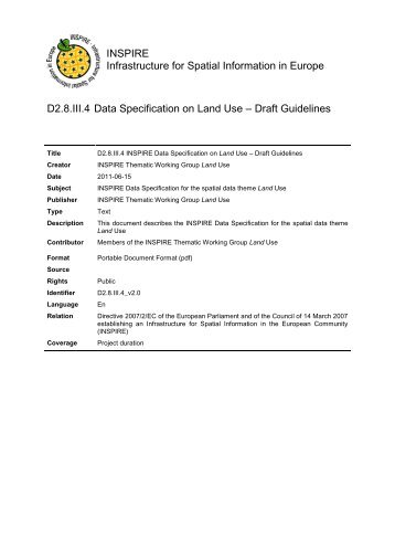 Data Specification on Land Use – Draft Guidelines - INSPIRE - Europa