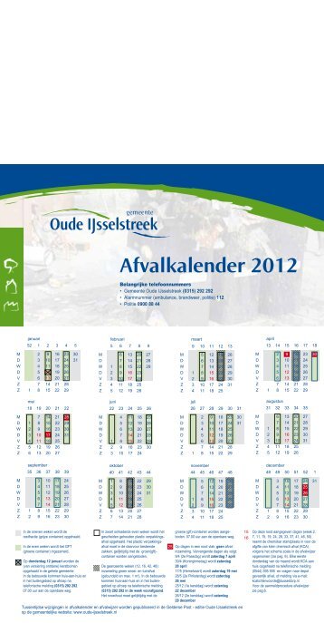 Afvalkalender 2012 - De gemeente Oude IJsselstreek