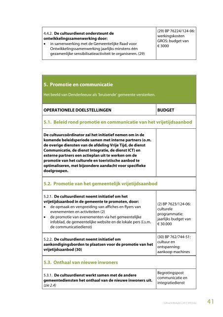 Cultuurbeleidsplan 2011 - 2013 - Gemeente Denderleeuw
