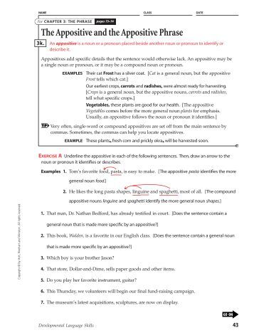 Printables Appositive Phrase Worksheet appositive the and phrase stormwest net