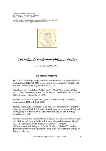 Skånelands medeltida rättsgrundvalar - Scania Skåneland