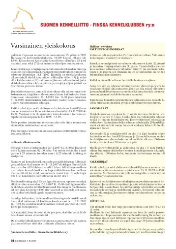 Varsinainen yleiskokous - Suomen Kennelliitto