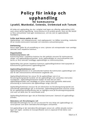Policy för inköp och upphandling - Munkedals kommun