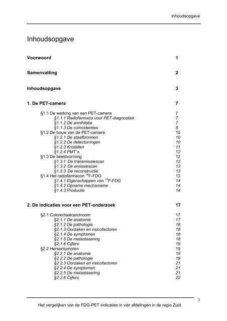 Het vergelijken van de FDG-PET indicaties in vier afdelingen in de ...