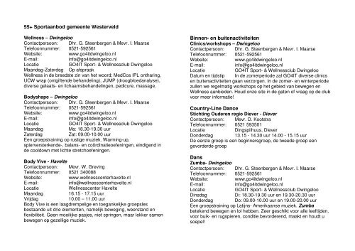 55+ Sportaanbod gemeente Westerveld Binnen- en ... - SportDrenthe