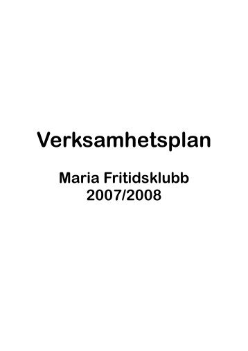 Verksamheten år 3 - Maria Fritidsklubb