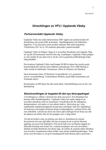 Utvecklingen av VFU i Upplands Väsby - Upplands Väsby kommun