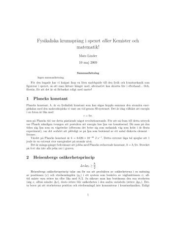 Fysikaliska krumspr˚ang i spexet eller Kemister och ... - Krexet