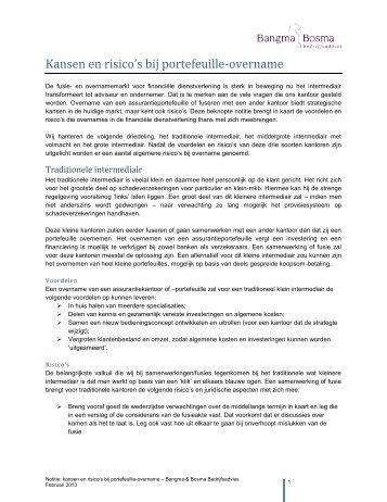 Kansen en risico's bij portefeuille-overname - Bangma Bosma ...