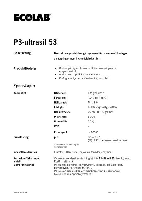 P3-ultrasil 53 - Ecolab - Ecolab AB