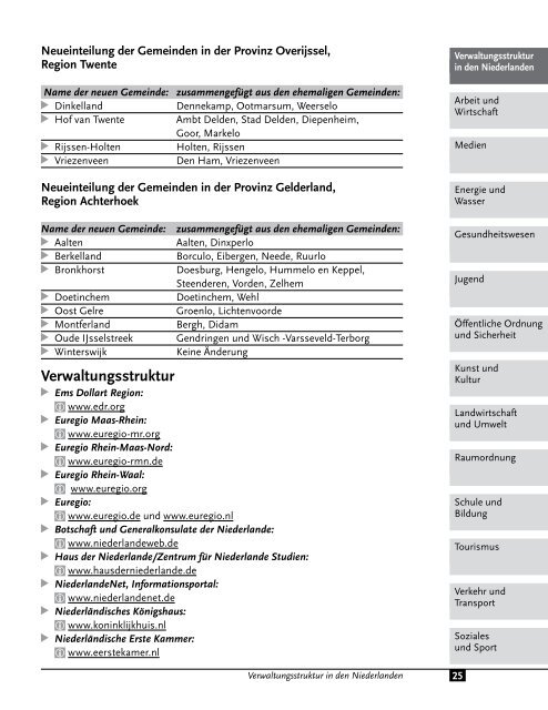 Verwaltungsstruktur und Servicedaten - Euregio