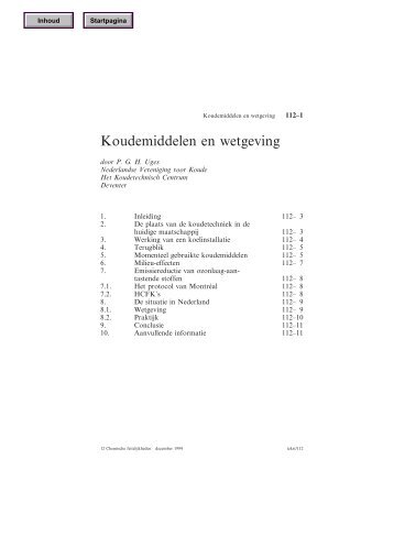 Koudemiddelen en wetgeving - Chemische Feitelijkheden