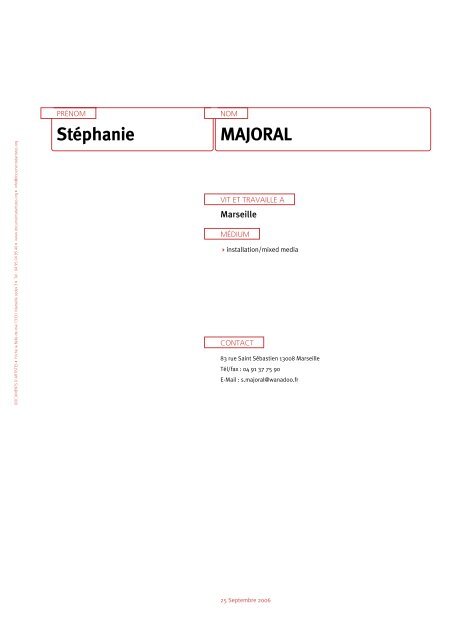 Stéphanie MAJORAL - Documents d'artistes