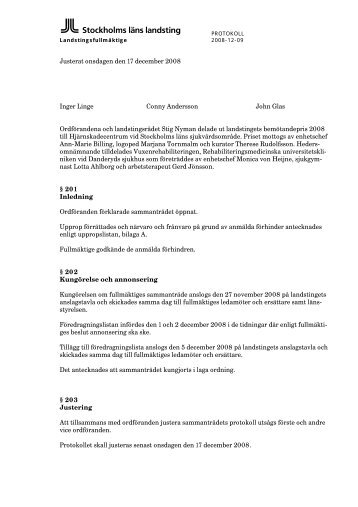 Anförandeprotokoll - Stockholms läns landsting
