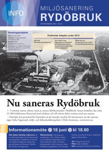 Miljösanering Rydöbruk, nyhetsbrev nr 1 2013 - Hylte