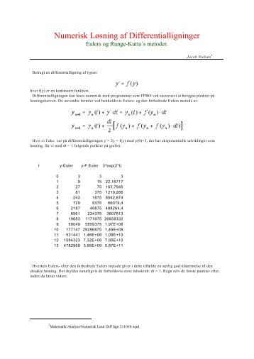 Note - numerisk løsning af differentialligninger
