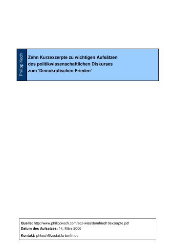 Demokratischen Frieden - Philipp B. Koch