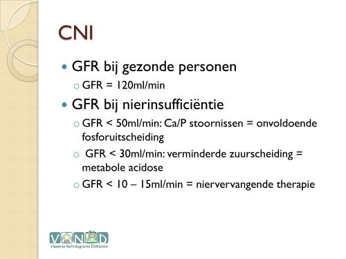 Navorming Eeklo - Dieet bij chronische nierinsufficiëntie