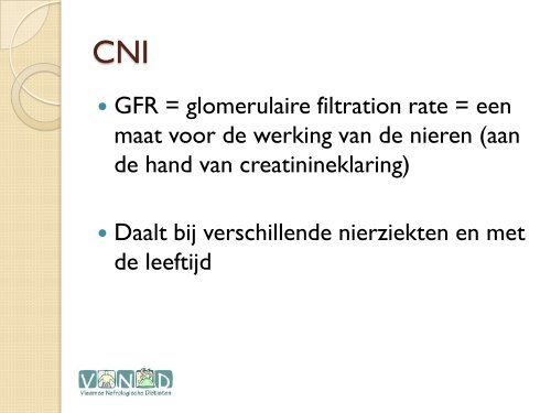 Navorming Eeklo - Dieet bij chronische nierinsufficiëntie