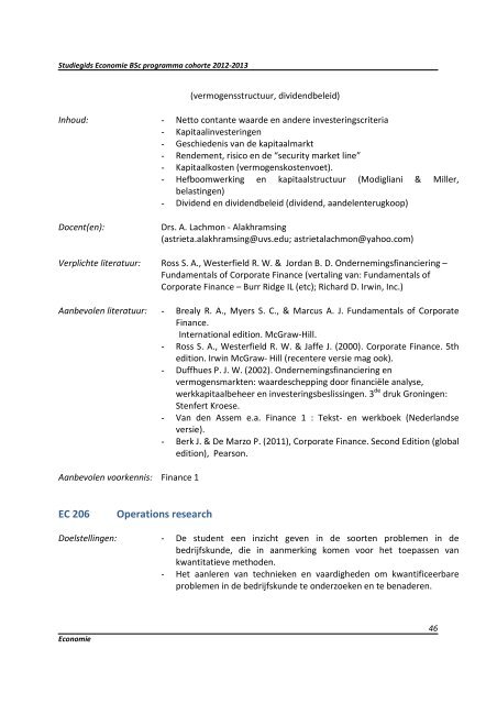 Studiegids Economie - Anton de Kom University of Suriname