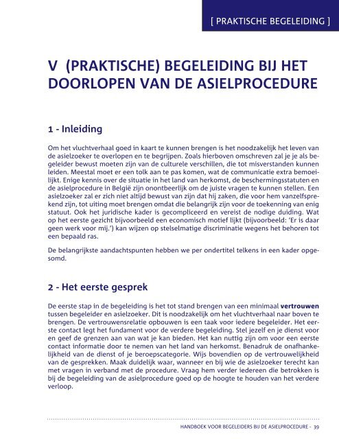 HANDBOEK VOOR BEGELEIDERS BIJ DE ASIELPROCEDURE