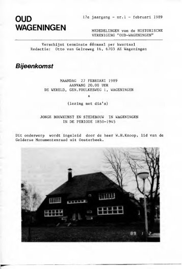 Contactblad 1989 - Historische vereniging Oud-Wageningen