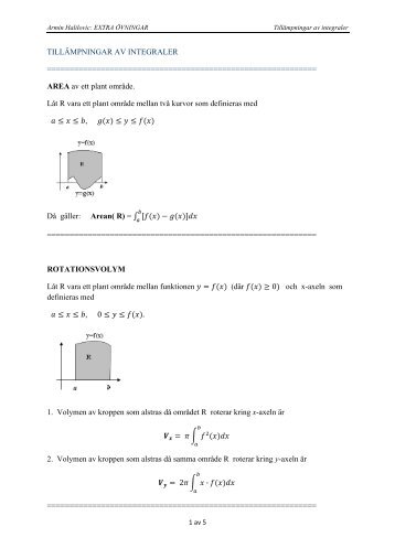 TILLÄMPNINGAR AV INTEGRALER ...