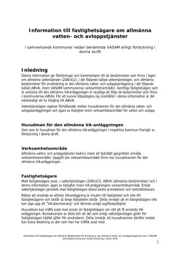 Information till fastighetsägare om allmänna vatten - Vellinge kommun