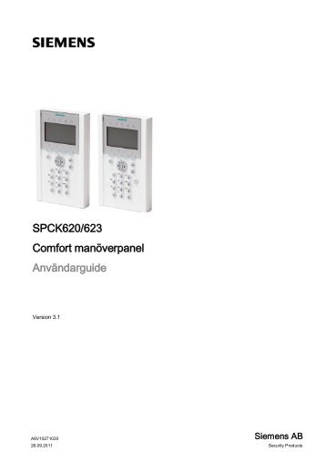 SPCK620/623 - Komfortmanöverpanel ... - Trust Security