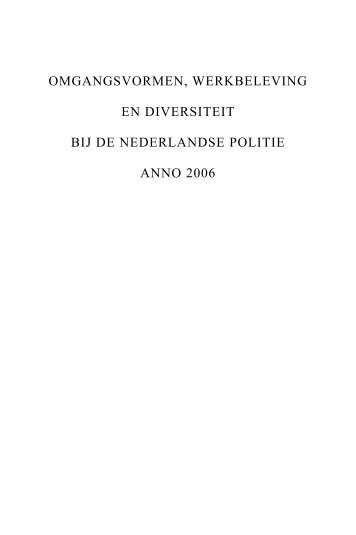 omgangsvormen, werkbeleving en diversiteit bij ... - Politietop divers